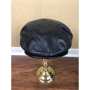 Mat 100% Genuine leather flat cap black